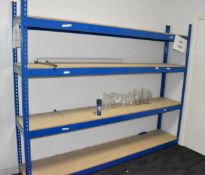 1 x Boltless Storage Shelving in Blue with Wooden Boards H190 x W245 x D47 cms