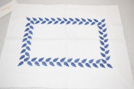 1 x PRATESI 'Federico' Luxury 100% Egyptian Cotton Pillowcase Sham with Navy Blue 'Leaf'