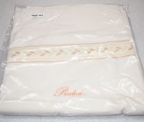 1 x PRATESI Luxury 100% Egyptian Cotton Top Sheet, 270 x 300cm - Cream with Gold & Copper Embroidery
