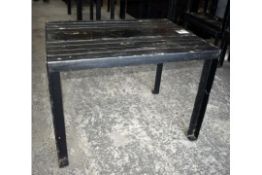 6 x Commercial Restaurant Tables with Wooden Slatted Tops, Steel Bases and Anti Theft Floor Bolt