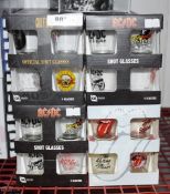 4 x Sets of Official Shot Glass Gift Packs - Features Guns n Roses, Rolling Stones and ACDC RRP £72