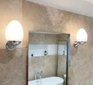 Pair of VILLEROY & BOCH Wall Lights with Chrome Bases and Opal Diffusers - CL011 - Ref: ALT191 -