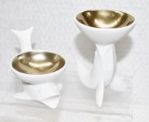 Set of 2 x Jonathan Adler 'Fish' Fine High-fired Porcelain Salt & Pepper Cellars - Original Price £