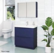 1 x KARTELL / K-VIT 'Cayo' Floor Standing 2-Drawer Bathroom Unit in Blue - Unused Boxed Stock - Ref: