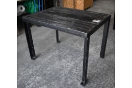 6 x Commercial Restaurant Tables with Wooden Slatted Tops, Steel Bases and Anti Theft Floor Bolt