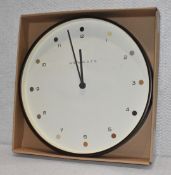 1 x Newgate Mr Clark Wall Clock - Dark Plywood - 40cm x 4.8cm - New Boxed Stock - Ref: K576