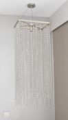 1 x Contemporary Square Cascading Crystal Glass Chandelier Ceiling Light Fitting - Ref: VKH148 -