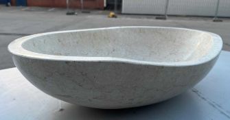 1 x Stonearth 'Miren' Galala Marble Sink Basin - New Boxed Stock - SB413GM -  Size: H130 x W600 x