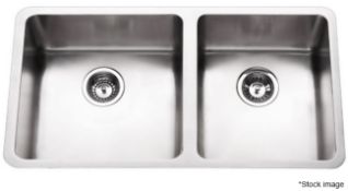 1 x Dual Basin Stainless Steel Sink - Unused Boxed Stock - Dimensions To Follow - Ref: K619 WH2