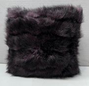 1 x KATRINA HAMPTON Large Dark Purple/Black Fur Cushion - 58X58cm - Ref: CNT750/B5-7 - CL845 - NO