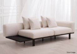 1 x EICHHOLTZ 'Horace' Luxury 2-Seater Sofa with Integrated Slatted Side Table - RRP £3,995