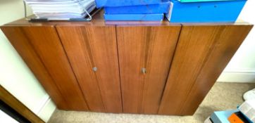 1 x Vintage Scandinavian Sideboard Featuring Bifold Lockable Doors and Ball Castor Feet
