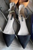 1 x Pair of ZARA Basic Collection Womens Flat Pointed Toe Black Suede D'Orsay Shoes, Size EU 41 / UK