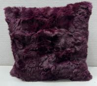 1 x Large Purple Fur Cushion With Quilted Back - 56X56cm - Ref: CNT750/B5-7 - CL845 - NO VAT ON