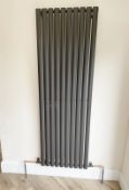 1 x Single Panel Vertical Oval Tube Wall-mounted Radiator in Anthracite Grey - NO VAT ON THE
