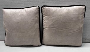 1 x Pair Of Cream Cushions With Black Trim - 43X43cm - Ref: CNT750/B3-7 - CL845 - NO VAT ON THE