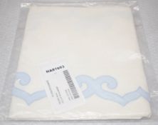 1 x PRATESI Luxury 100% Egyptian Cream Cotton Pillowcase Sham with a Scalloped Edge in Light Blue