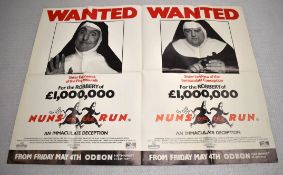 1 x Original VINTAGE MOVIE POSTER From the Film NUNS ON THE RUN - Size: 67 x 91 cms