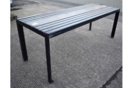 1 x Commercial Restaurant 7.5ft Table with Wooden Slatted Top, Steel Base and Anti Theft Floor