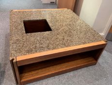 1 x Vintage Italian Molteni 4D Walnut Coffee Table with Marble Top - Designed by Angelo Mangiarotti
