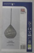 1 x Chantilly 3 Light Pendant In A Chrome Finish With Clear Crystal Buttons - Original Retail £216 -