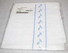 1 x PRATESI Luxury 100% Egyptian Cotton Pillowcase Sham with Light Blue & White Embroidery - Made In