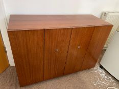 1 x Vintage Scandinavian Sideboard Featuring Bifold Lockable Doors and Ball Castor Feet
