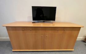 1 x Maple Wood Sideboard Featuring Four Doors and a Large Single Cutlery Drawer - H82 x W200 x D55cm