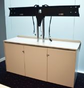 1 x Two Door Office Media Cabinet Manufactured by AV. - Features a Removable Back Panel, Castor Whee