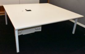 1 x Large Boardroom Meeting Table Featuring a White Finish, Metal Frame, Power Sockets with On/Off