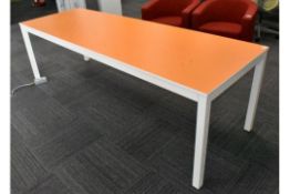 1 x Techo Contemporary Boardroom Meeting Table Finished in Orange with a White Metal Frame -