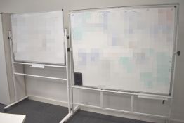 2 x Large Freestanding Whiteboards on Castors