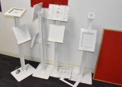 4 x Freestanding Tablet Holders and 1 x Red Notice Board