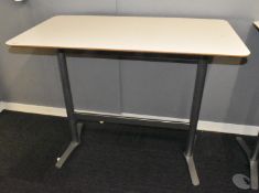 1 x Tall Office Desk Featuring a White Top and Silver Cantilever Base 30 x 70 cms