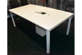 1 x Board Room Office Meeting Table Featuring an Exeron Cubby with Power Sockets and Under Cabinet