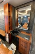 1 x Barbers Shop / Hair Salon Contemporary Single Wall Station with a Hair Wash Basin & Wall Mirror
