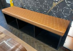 1 x Waiting Room Seating Bench Featuring Tan Diamond Leather Seat and Under Seat Storage