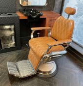 1 x Luxurious Fully Adjustable Vintage Style Barbers Chair - Purchased New in 2023