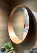1 x Contemporary Walnut Wall Mirror - Diameter 60 cms