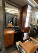 1 x Barbers Shop / Hair Salon Contemporary Single Wall Station with a Hair Wash Basin & Wall Mirror