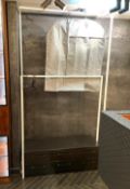 1 x Two Level Coat Hanging Unit in White Featuring a Set Black Under Drawers - Dimensions: H230 x