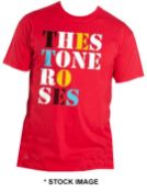 1 x THE STONE ROSES Multicolour Logo Short Sleeve Men's T-Shirt by Gildan - Size: Medium - Colour: