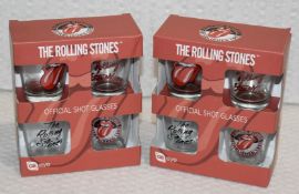 2 x Sets of Official Rolling Stones Shot Glass Gift Packs - Each Pack Contains 4 x 1oz Shot