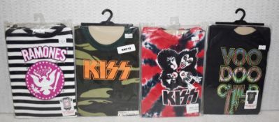 4 x Rock n Roll Themed Baby Suits- For Ages 6-12 Months - Features Jimi Hendrix, Kiss and The