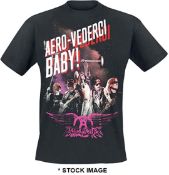 1 x AEROSMITH Aero-Vederci Baby Tour 2017 Logo Short Sleeve Men's T-shirt by Gildan - Size: Medium