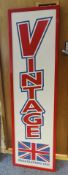 1 x Vintage Shop Sign with Union Jack - Red Metal Frame and Hand Painted Inner Board