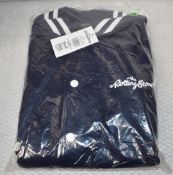 1 x Rolling Stones Varsity Baseball Jacket With Iconic Tongue Logo - Size: MEDIUM - Colour: Navy