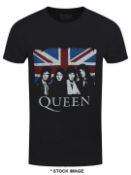1 x QUEEN Official Merchandise Vintage Union Jack Logo Short Sleeve Men's T-Shirt by Drama Fuelled