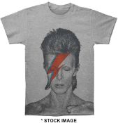 1 x DAVID BOWIE Official Merchandise Aladdin Sane Logo Short Sleeve Men's T-Shirt - Size: Small -