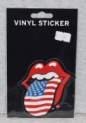 100 x Rolling Stones Vinyl Stickers - Iconic Tongue and Lips Logo With American Flag - Officially